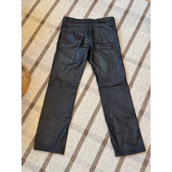 Projek Raw Wax Coated Jeans Men’s 32 X 32 Black Moto Regular Fit Loose - Picture 13 of 13